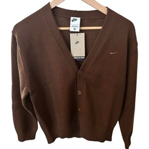 Nike Brown Ribbed Knit Cardigan V-Neck